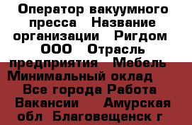 Оператор вакуумного пресса › Название организации ­ Ригдом, ООО › Отрасль предприятия ­ Мебель › Минимальный оклад ­ 1 - Все города Работа » Вакансии   . Амурская обл.,Благовещенск г.